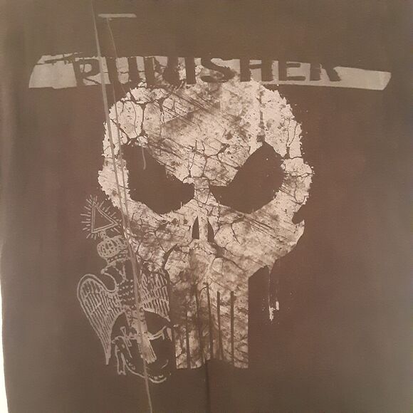 Vtg Marvel Punisher T Shirt Adult Mens XL Black Short Sleeve Faded Y2k Thrashed - Picture 2 of 7